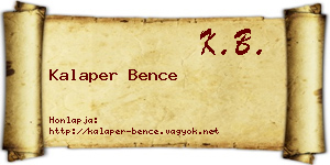 Kalaper Bence névjegykártya